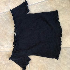black rouched crop top